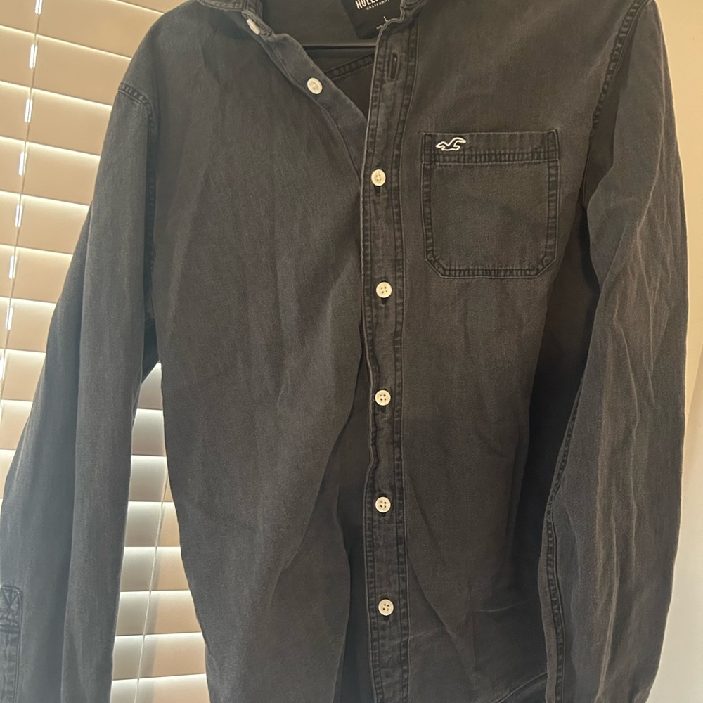 Hollister Charcoal Black Women’s Button-Up Shirt L
